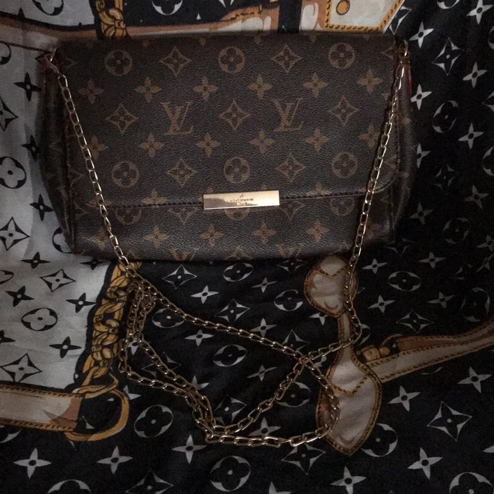 Louis Vuitton Brown Monogram Crossbody Bag with Gold Chain